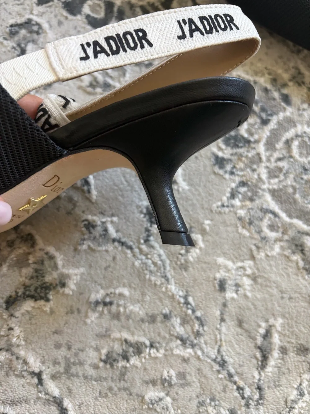 Dior Black Pointed J'Adior Slingback Kitten Heels